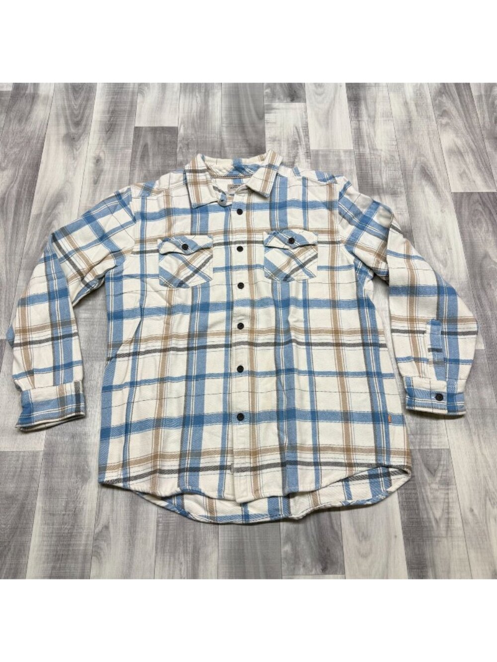 ✅Mens M Quiksilver Waterman Bodie Plaid Flannel Shirt Long Sleeve Button-Down